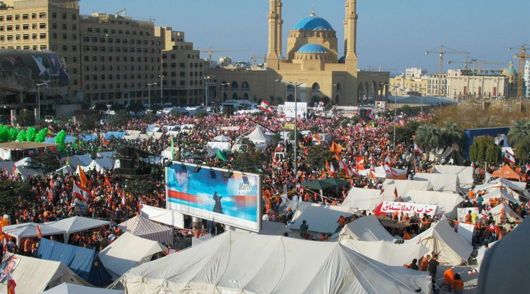 Thousands of demonstrators expressing support for Hezbollah in Beirut, Lebanon on Dec. 10, 2006. (Wikimedia Commons)