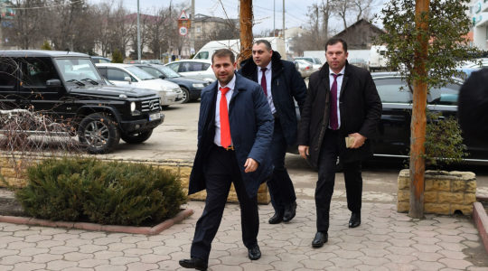 Ilan Shor, a lawmaker and former mayor who was convicted of embezzlement, arriving to meet supporters in Comrat, Moldova on February 15, 2019. (Daniel Mihailescu/AFP/Getty Images)