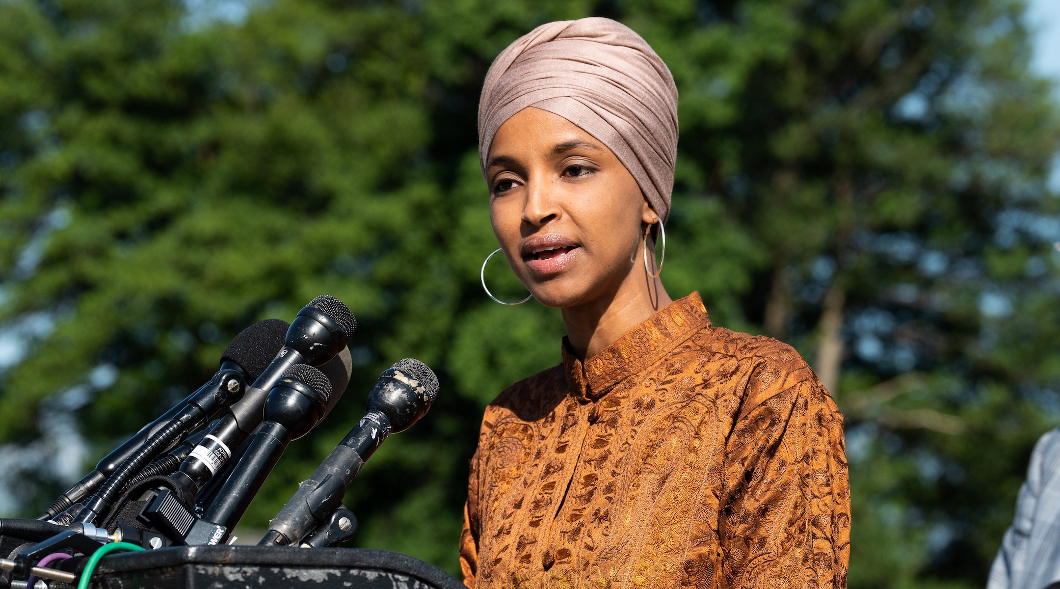 Rep. Ilhan Omar speaks at a press conference at the Capitol in Washington, D.C., July 25, 2019. (Michael Brochstein/SOPA Images/LightRocket via Getty Images)