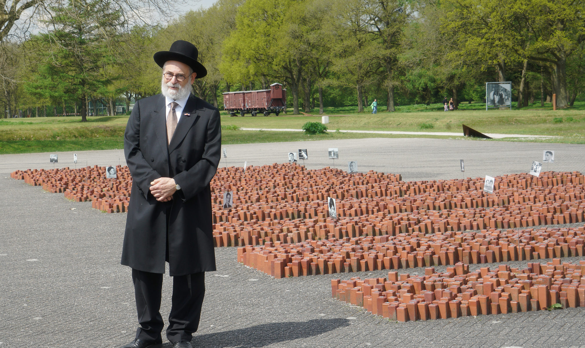 Dutch Chief Rabbi Binyomin Jacobs at Westerbork Memorial Center on May 14, 2017. (Cnaan Liphshiz)
