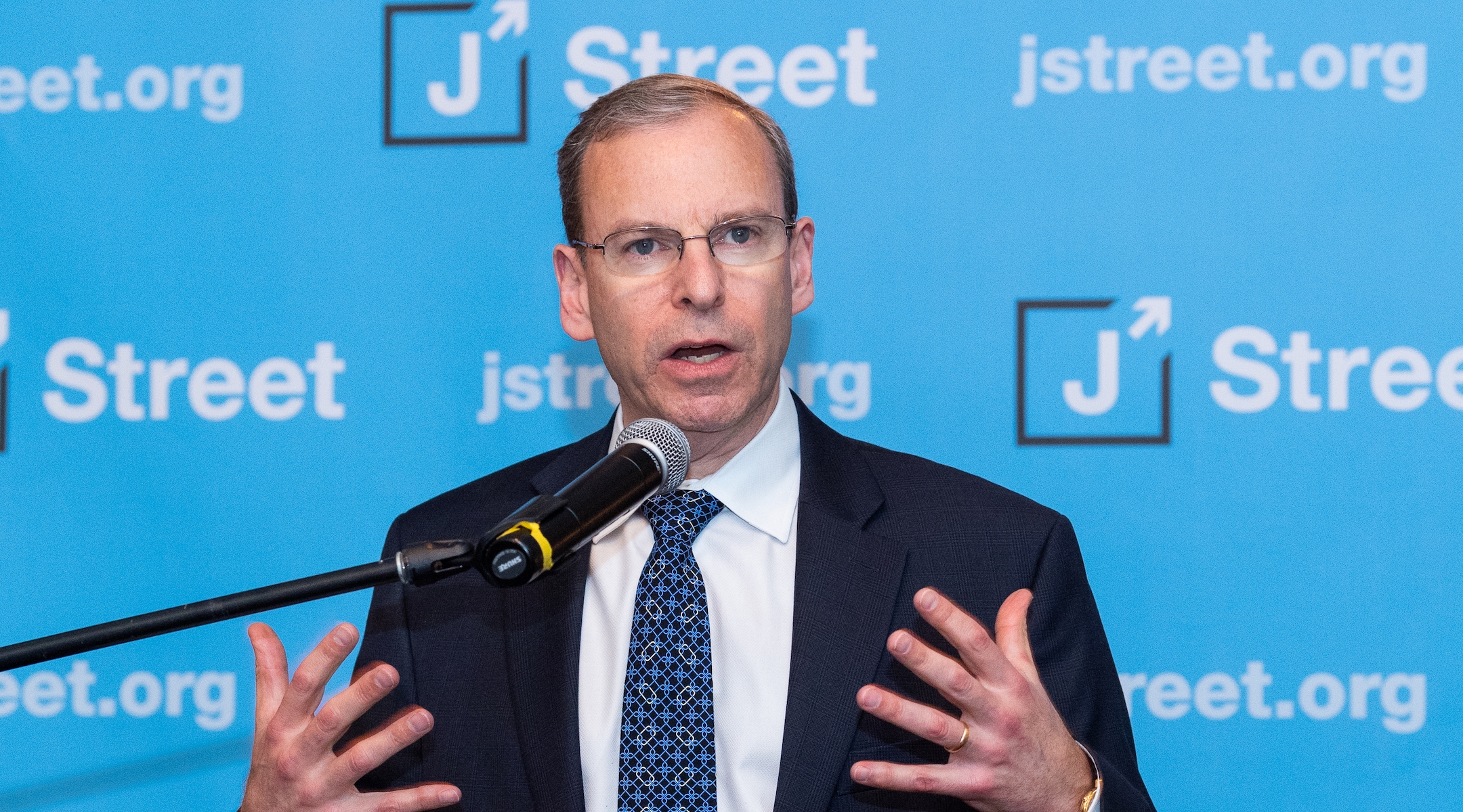 Jeremy Ben-Ami, president of J Street, speaking at the J Street National Conference in 2018. (Michael Brochstein/SOPA Images/LightRocket via Getty Images)