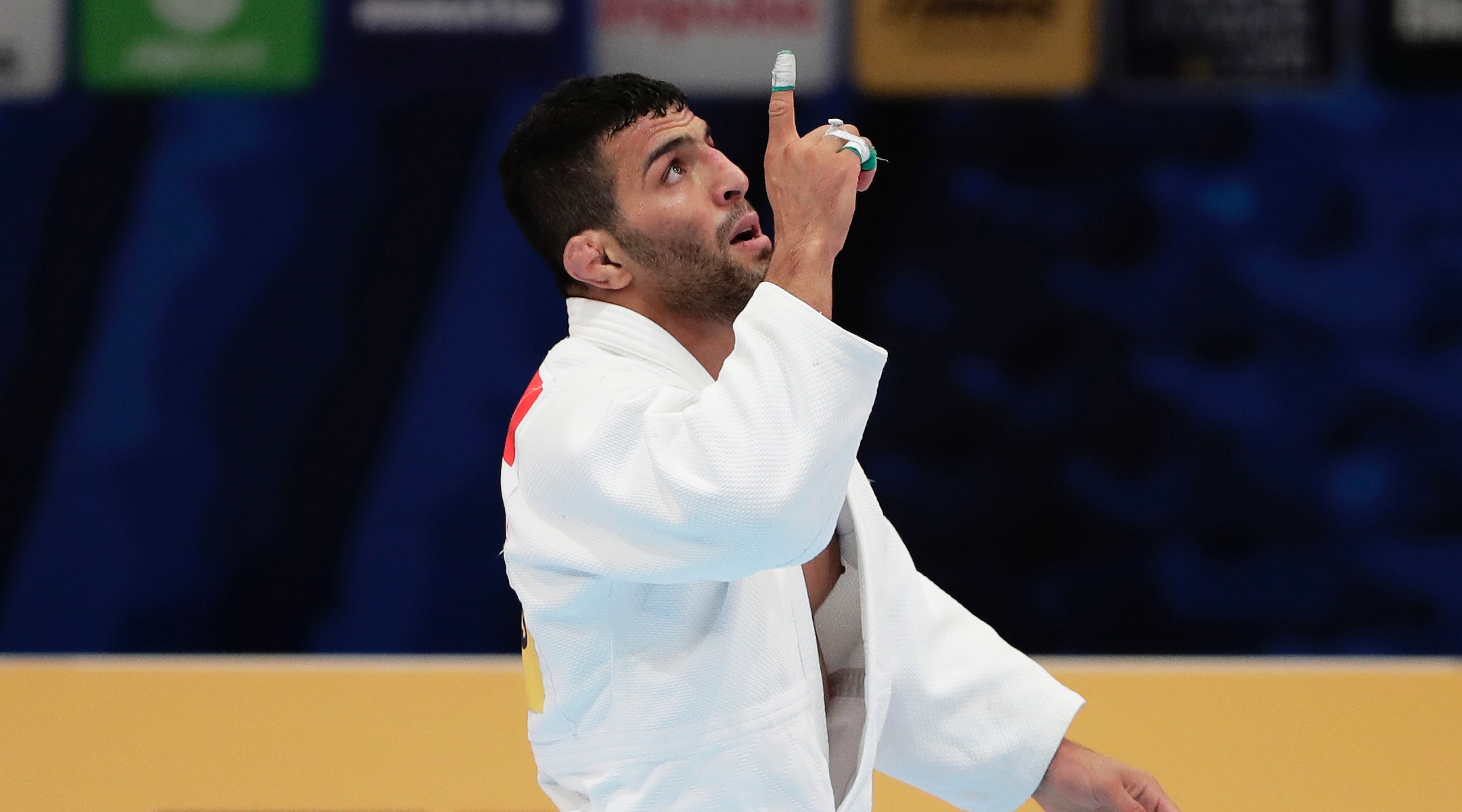 Saeid Mollaei reacts after a victory at the World Judo Championships in Tokyo, Aug. 28, 2019. (Kiyoshi Ota/Getty Images)