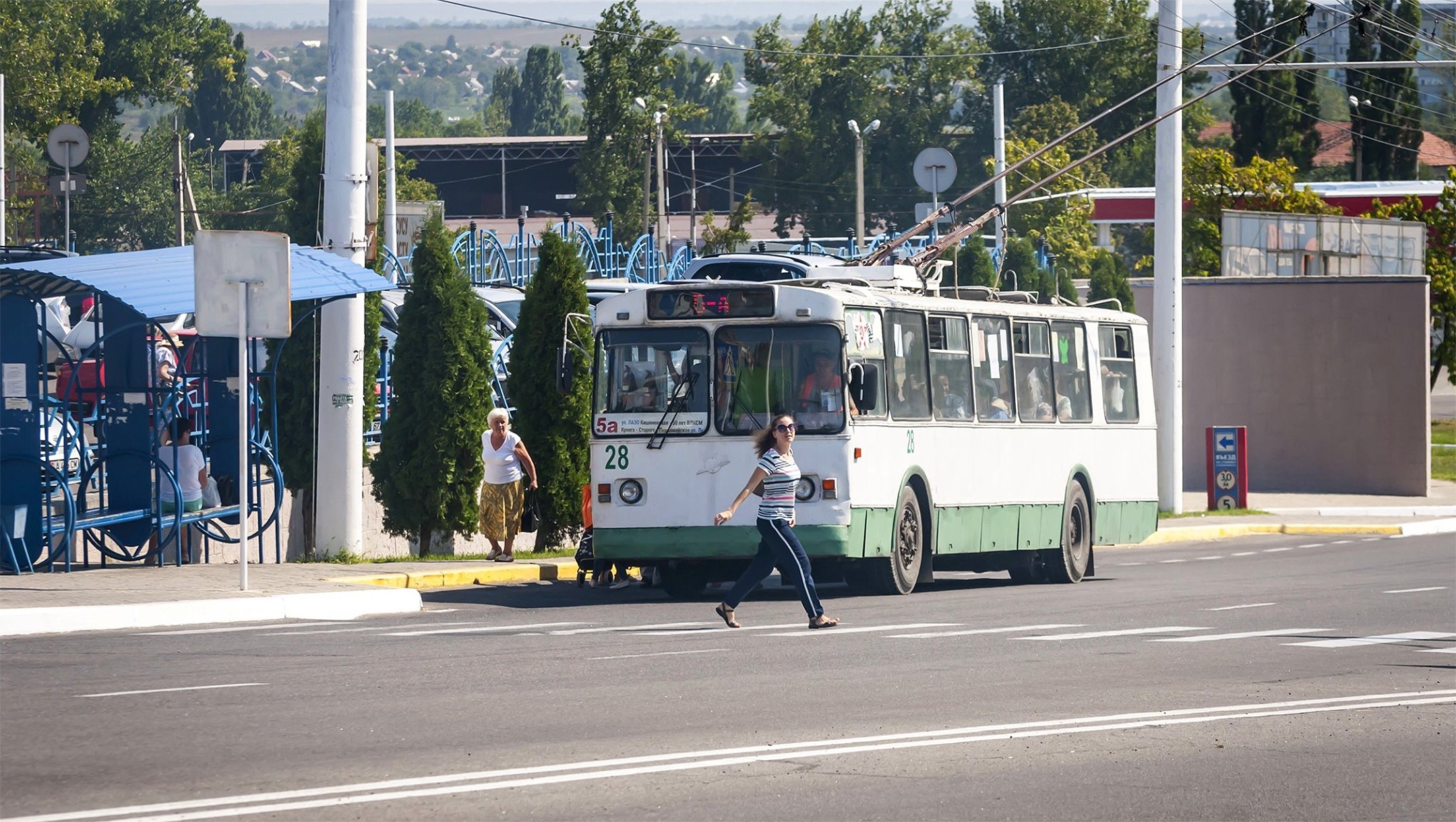 A woman crossing the road in Tiraspol, Transnistria on Aug. 24, 2019. (Courtesy of Roman Yanushevsky/Channel 9)