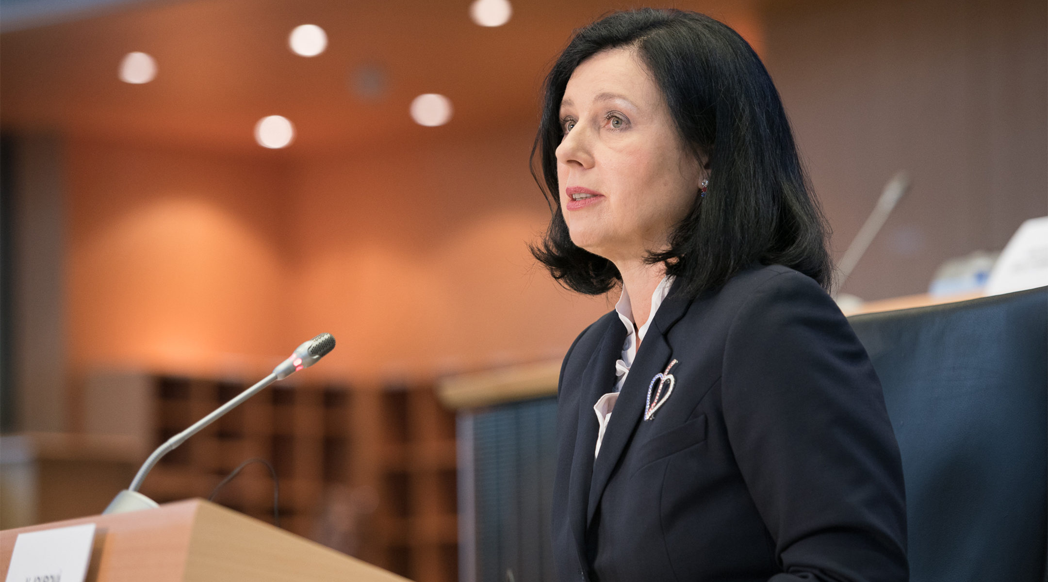 Věra Jourová, European Commissioner for Justice, Consumers and Gender Equality, speaking at the European Parliament in Brussels, Belgium in 2014. (European Union Press Service)