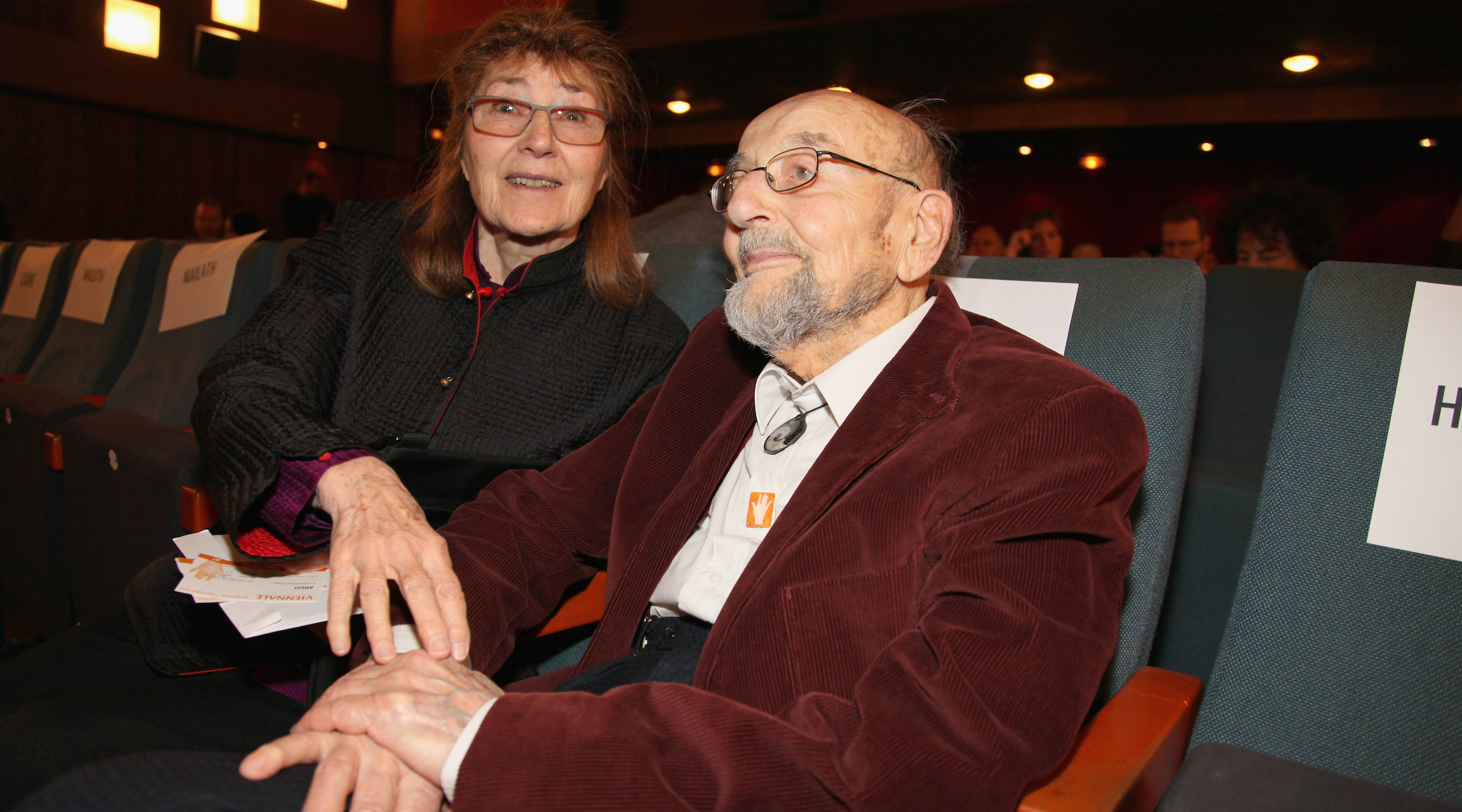 Eric Pleskow (right) attends the 50th Viennale Opening Gala in Gartenbau cinema in Vienna on October 25, 2012. (Manfred Schmid/Getty Images)