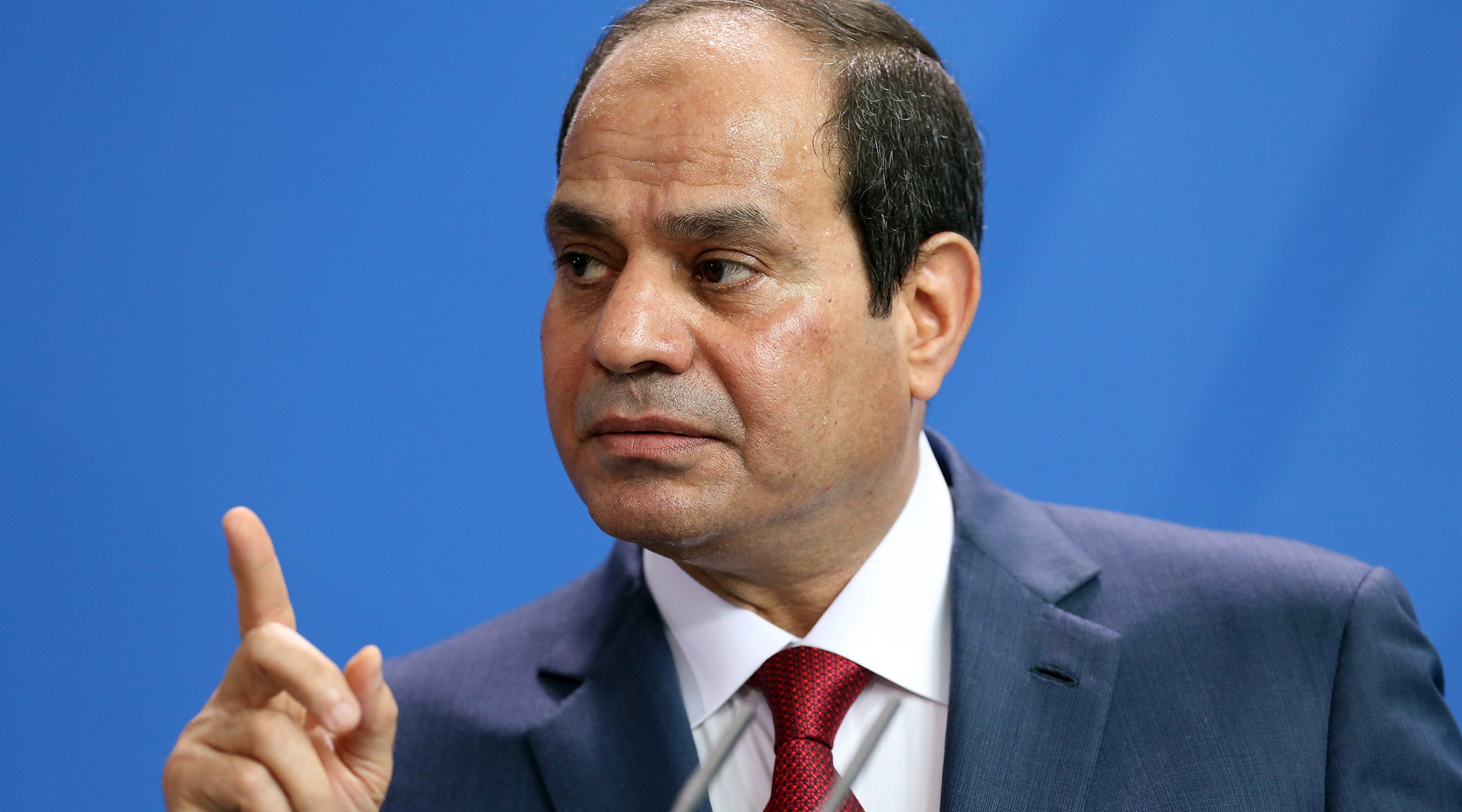 Egyptian President Abdel Fattah el-Sissi speaking during a news conference with German Chancellor Angela Merkel (unseen) in Berlin, Germany, June 3, 2015. (Adam Berry/Getty Images)