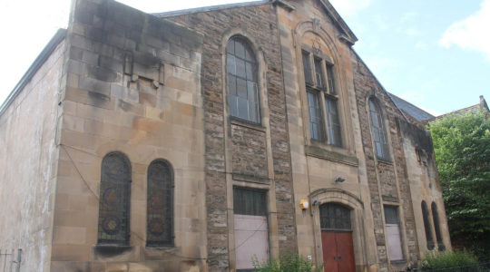 The building that used to house the Langside Synagogue in Glasgow, the United Kingdom pictured in 2017. (Courtesy of Michael Mail/The Foundation for Jewish Heritage)