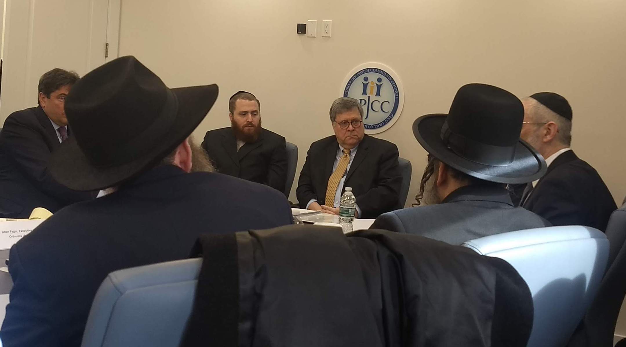 Attorney General William Barr speaks to a group of Orthodox leaders in Brooklyn on January 28, 2020. (Ben Sales)