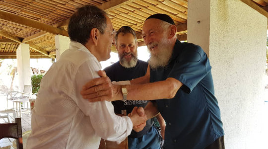 Benedito Araujo de Souza, right, arriving at Yeshiva Camp in Aquiraz, Brazil on Jan. 2, 2020. (Synagoga Sem Froteiras)