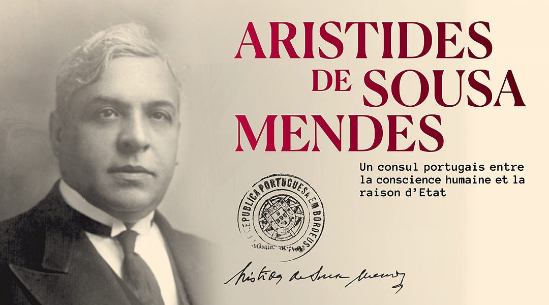 A poster advertising an exhibition in Luxembourg on the actions of Aristides de Sousa Mendes. (Courtesy of the government of Luxembourg)