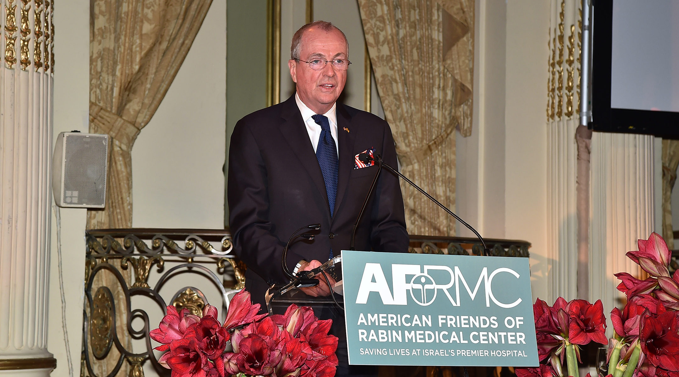 New Jersey Governor Phil Murphy speaking at American Friends Of Rabin Medical Center 2019 Gala at The Plaza Hotel on November 11, 2019 in New York City. (Patrick McMullan via Getty Images)