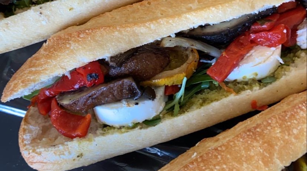 Here’s one of Balouka’s goodies: a grilled vegetable and goat cheese sandwich. (Courtesy of Balouka)