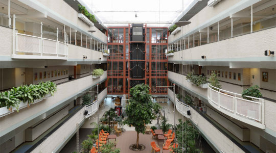 The atrium at the Beth Shalom nursing home in Amsterdam, the Netherlands. (courtesy of BOP architecten)