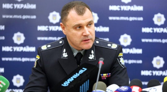 Chief of the National Police of Ukraine Ihor Klymenko attending a briefing in Kyiv, Ukraine on January 12, 2020. (Yevhen Kotenko/ Ukrinform / Barcroft Media via Getty Images)