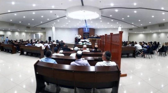 Congregants attending a service at Chabad Israeli Center Atlanta - Congregation Beit Reuven. (Courtecy of Beit Reuven)