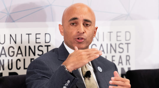 Yousef Al Otaiba, Ambassador of the United Arab Emirates to the United States, speaks at the United Against Nuclear Iran 2018 Summit in New York City. (Michael Brochstein/SOPA Images/LightRocket via Getty Images)