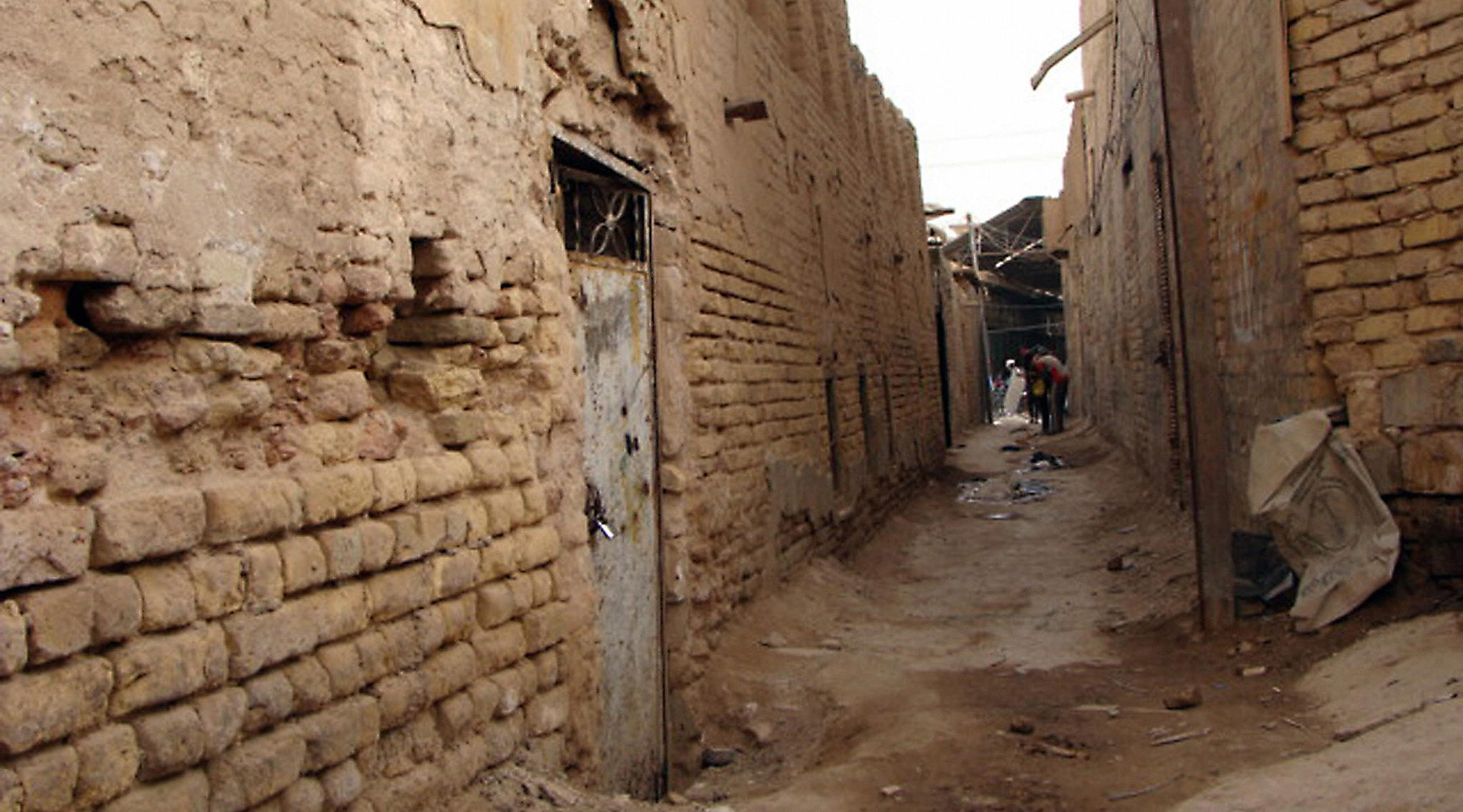 The entrance of an abandoned Jewish synagogue in Fallujah, west of Baghdad, Iraq pictured in 2009. (Saddam Hussein/AFP via Getty Images)