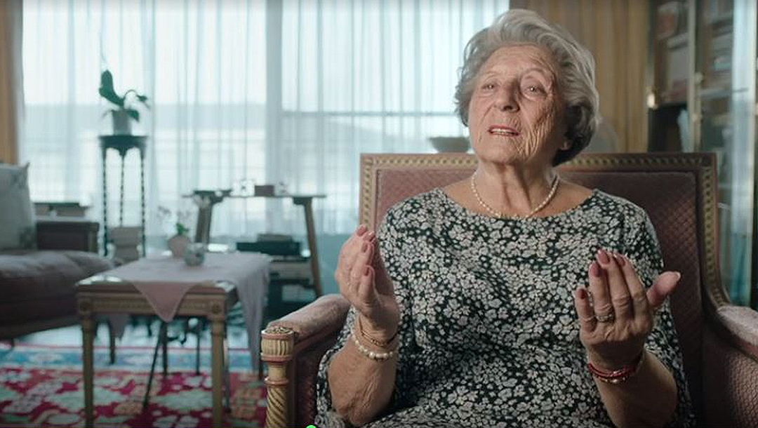 Holocaust survivor Regina Sluszny tells VRT about her feelings toward Israel during filming in 2019 for the Belgian documentary “Children of the Holocaust.” (VRT)