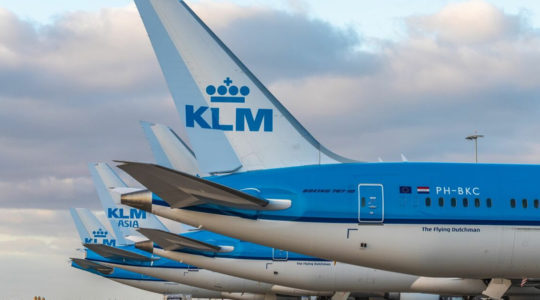 KLM airplanes at Schiphol airport in the Netherlands. (KLM)