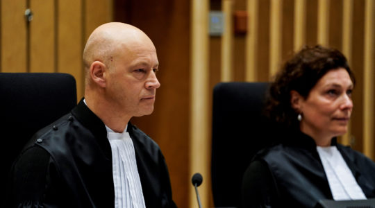 A Dutch judge, Hendrik Steenhuis, presides over a hearing at Schiphol Judicial Court (JCS) complex in Badhoevedorp, the Netherlands on March 9, 2020 (Kenzo Tribouillard/AFP via Getty Images)