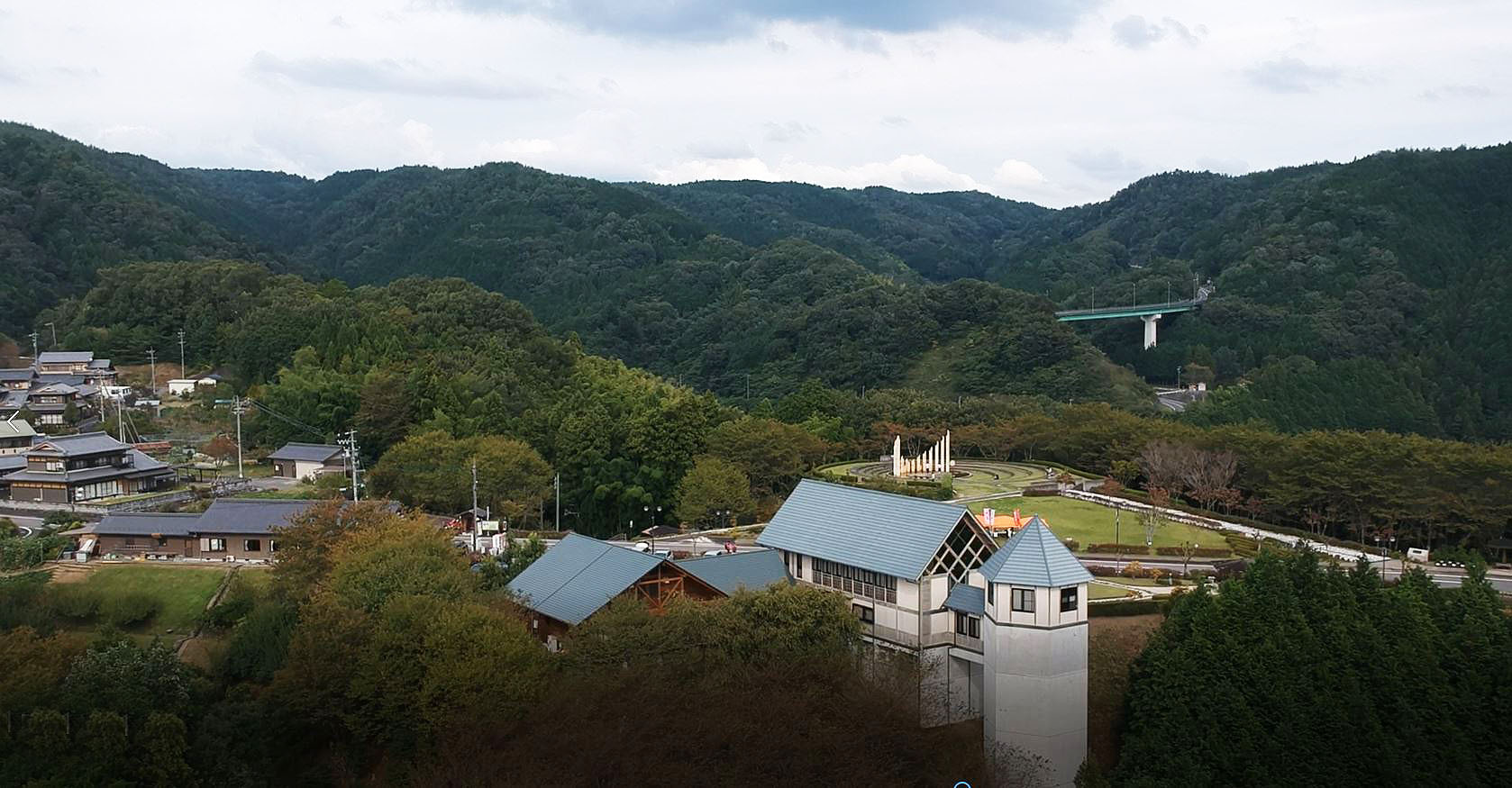 A view to the Chiune Sugihara museum in Gifu district, Japan and the peace monument behind it. (Cnaan Liphshiz)