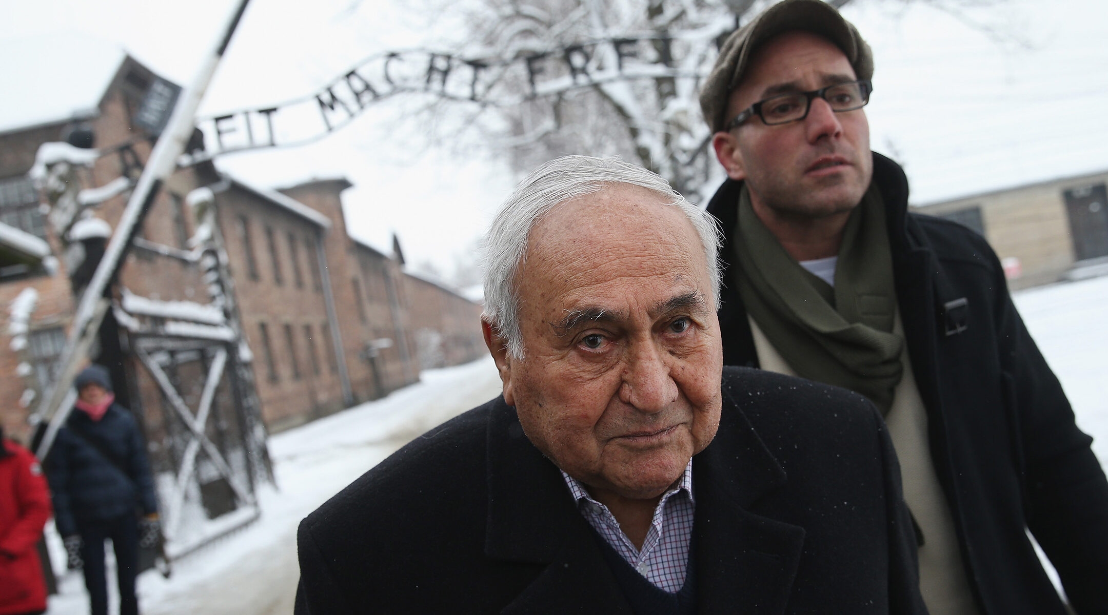 Gabor Hirsch visits the former Auschwitz I concentration camp in Poland on January 26, 2015 (Sean Gallup/Getty Images)