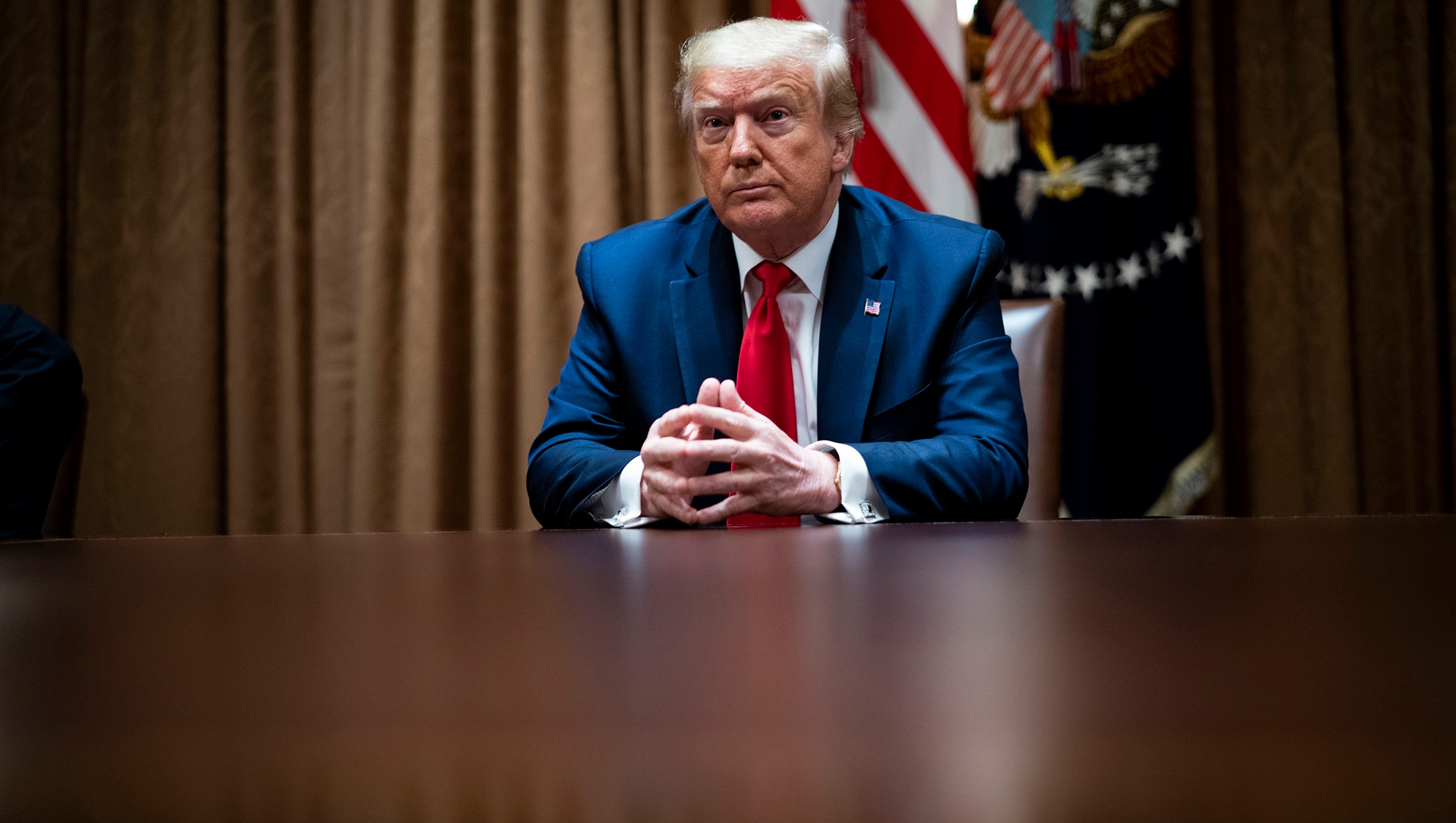 President Donald Trump speaks during a round table discussion with African American supporters in the Cabinet Room of the White House in Washington, DC on June 10, 2020. (Doug Mills-Pool/Getty Images)