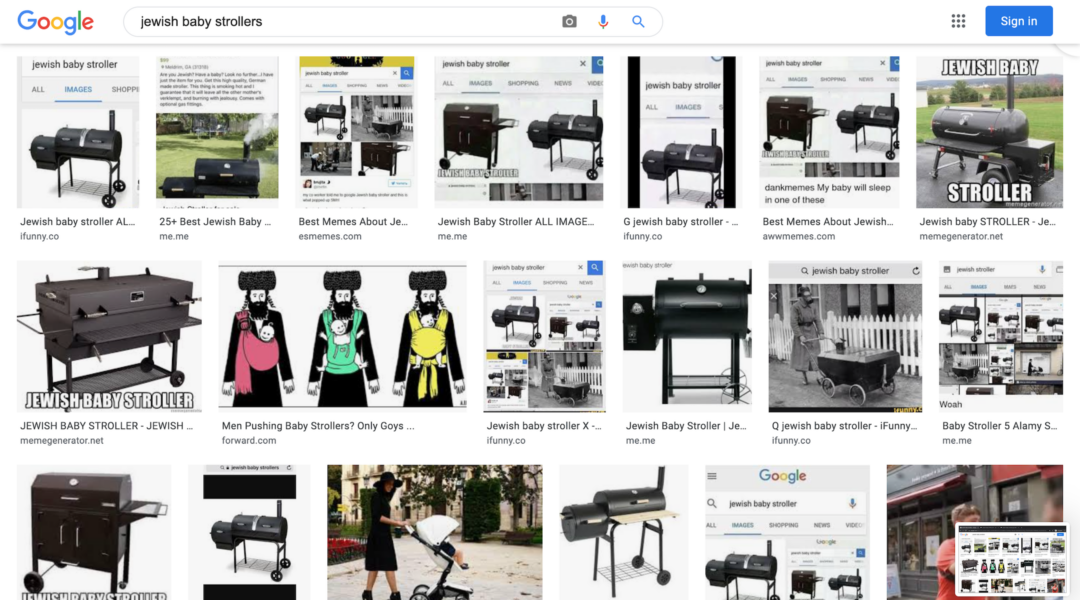 Google Images search results for "Jewish baby stroller" as of September 25, 2020. (Screenshot)