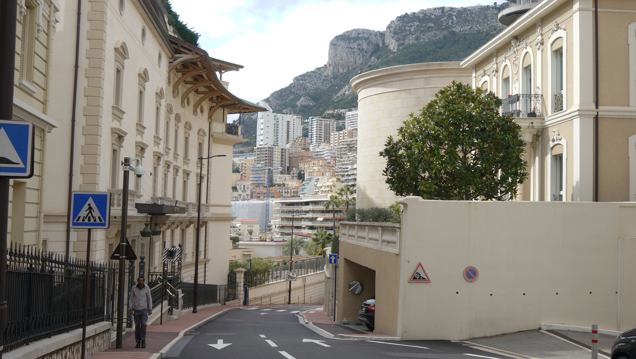 A man walks outside the Synagogue Edmond Safra in Monaco on March 7, 2018. (Cnaan Liphshiz)