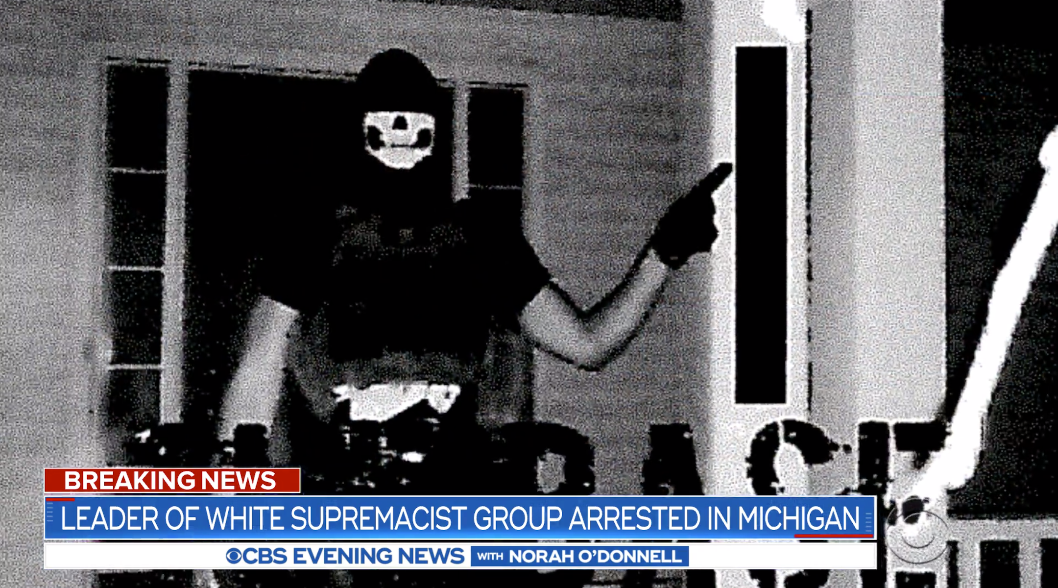 A photo of a member of The Base, a neo-Nazi group. (Screenshot from CBS)
