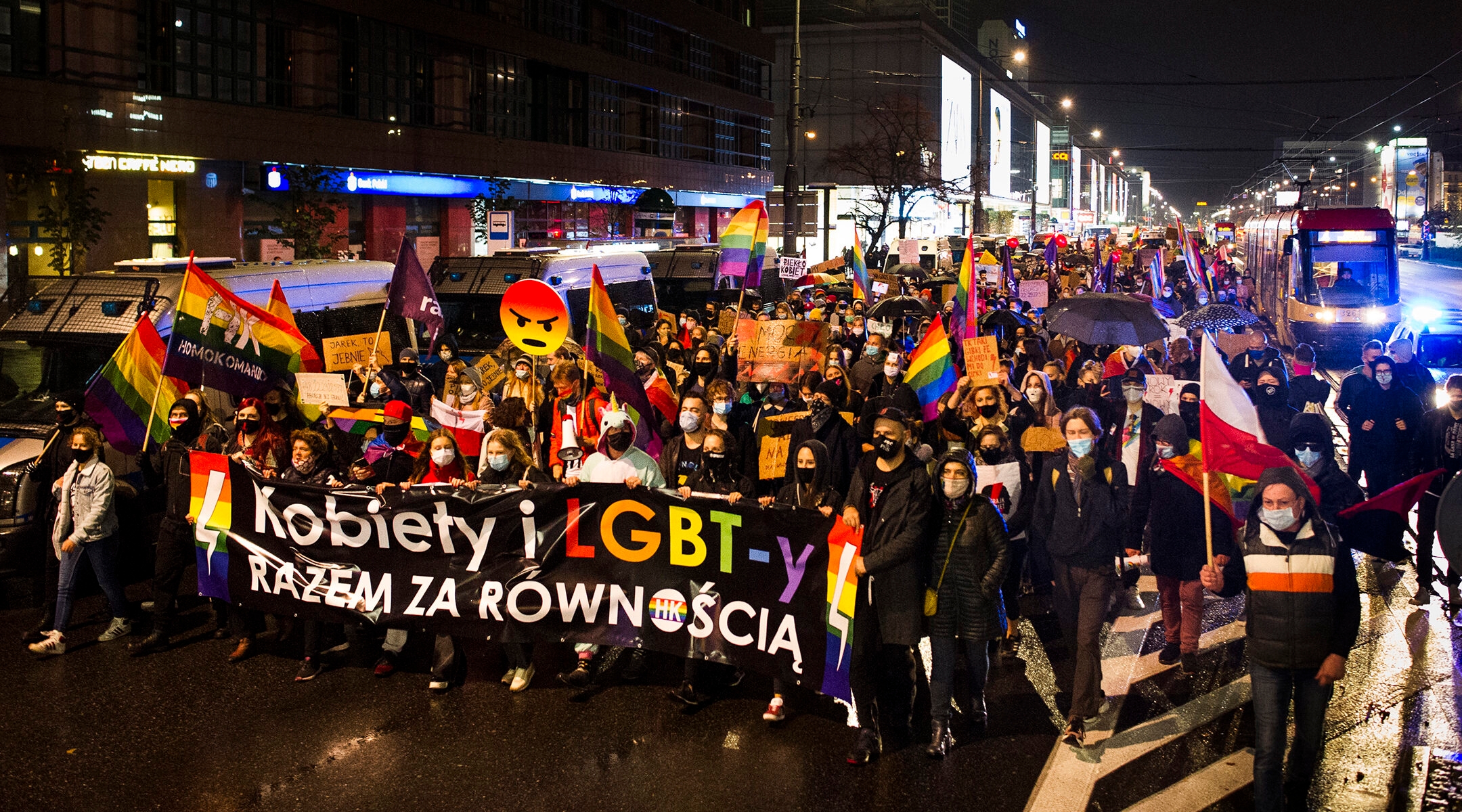 Demonstrators protesting a Polish high court's ban on abotions in Warsaw, Poland on October 29, 2020. (Piotr Lapinski/NurPhoto via Getty Images)