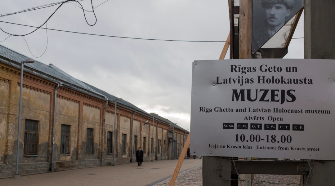 A man stands inside the Riga Ghetto Museum in Riga, Latvia on Jan. 11, 2014. (Fishman/Ullstein via Getty Images)