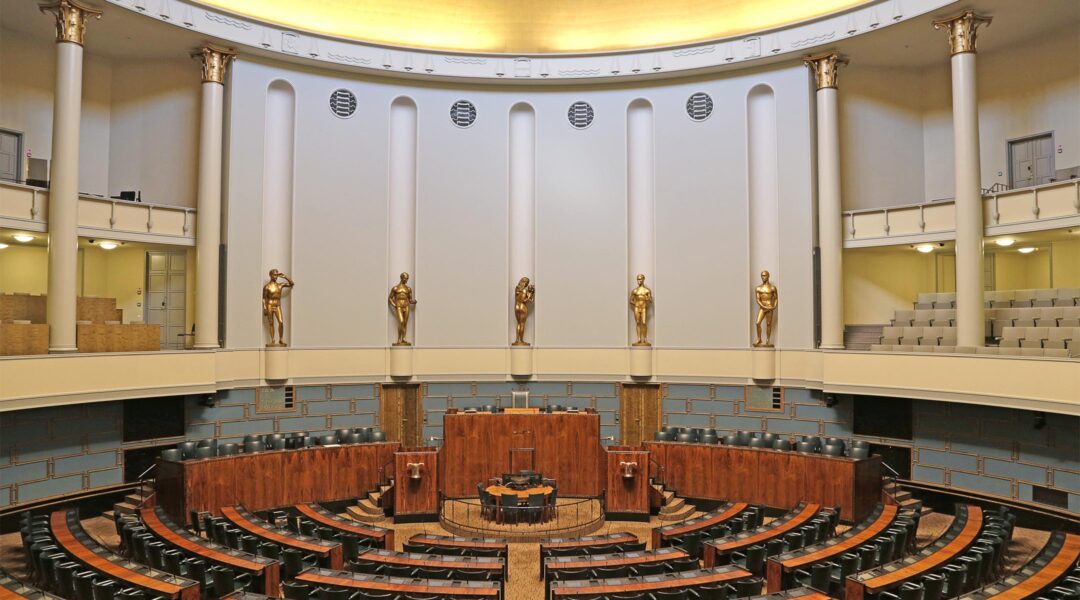 The Finnish parliament in Helsinki, Finland on Sept. 4, 2017. (Wikimedia Commons Tiina Tuukkanen)