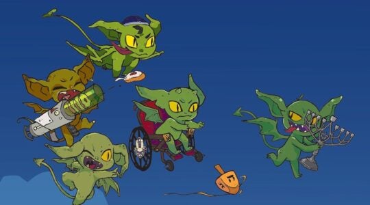 Game designer Max Fefer based Hanukkah Goblins on Eric Kimmel’s classic children’s book, "Hershel and the Hanukkah Goblins." (Art/Kali Hayes, KH Illustration)