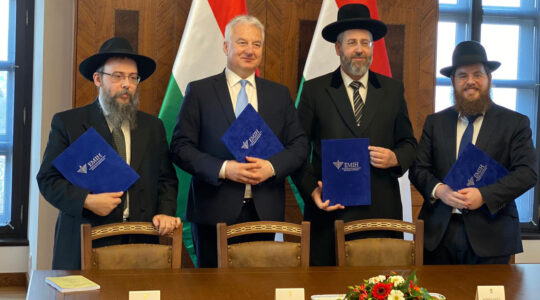 Hungarian Deputy Prime Minister Zsolt Semjén, second from left, meets with rabbis in Budapest, Hungary on Nov. 18, 2019. (EMIH)