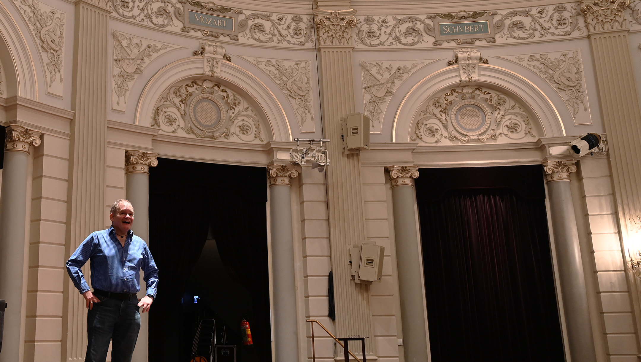 Barry Nehler rehearses at the Royal Concert Hall of Amsterdam, the Netherlands on Jan. 20, 2020. (Cnaan Liphshiz)