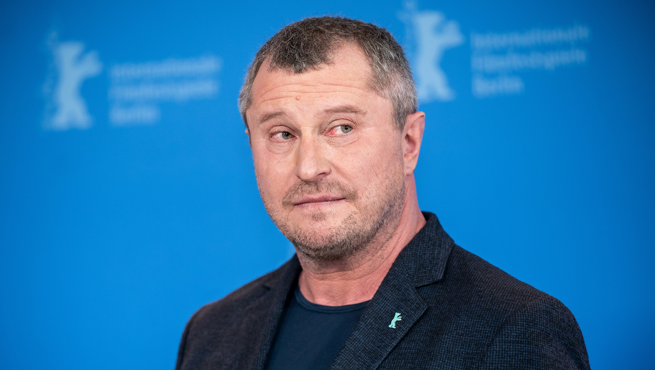 Vadim Perelman listens to a journalist's question about his film 'Persian Lessons' in Berlin, Germany on Feb. 22, 2020. (Michael Kappeler/picture alliance via Getty Images)