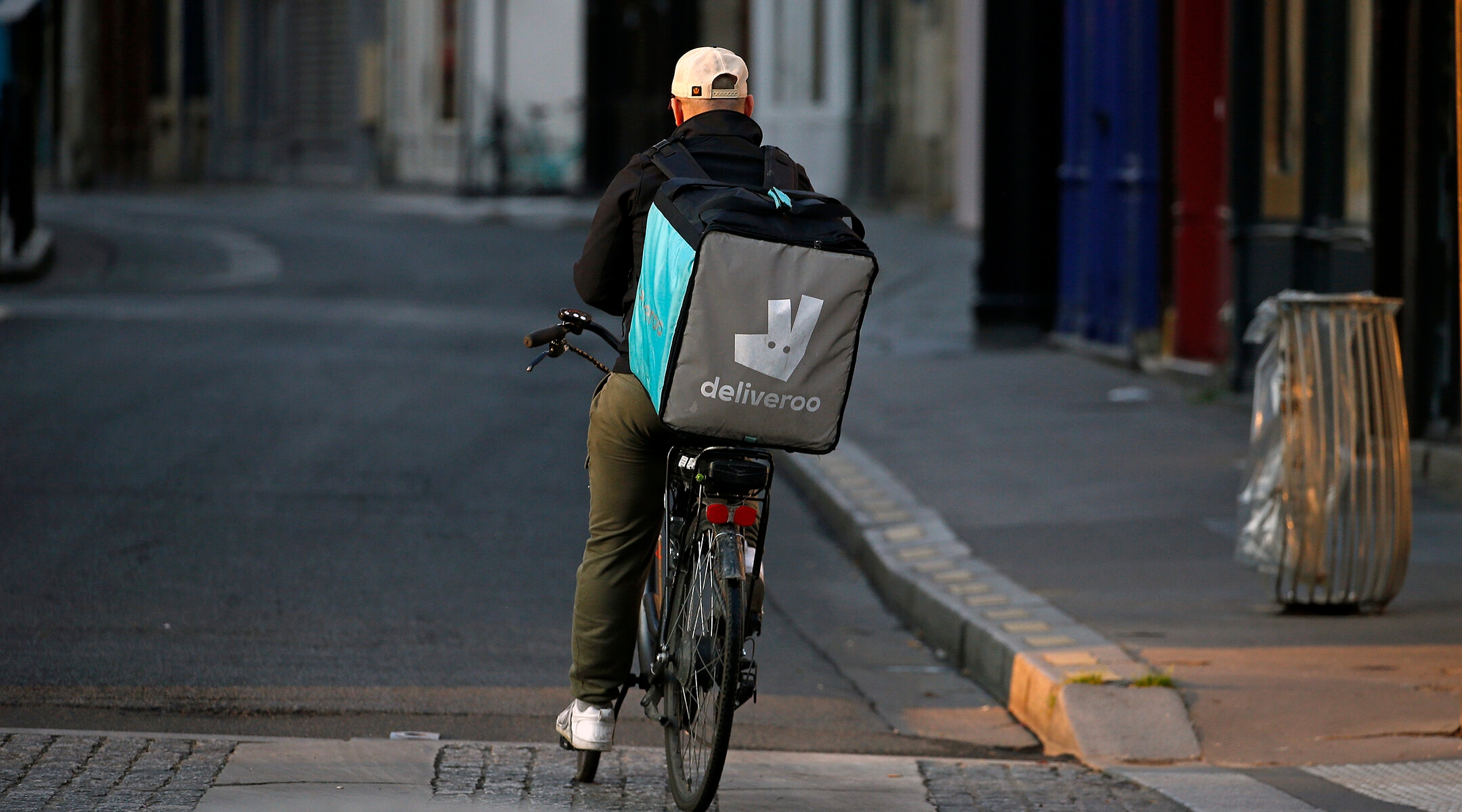 A deliveryman for Deliveroo rides his bike in Paris, France on April 12, 2020. (Chesnot/Getty Images)