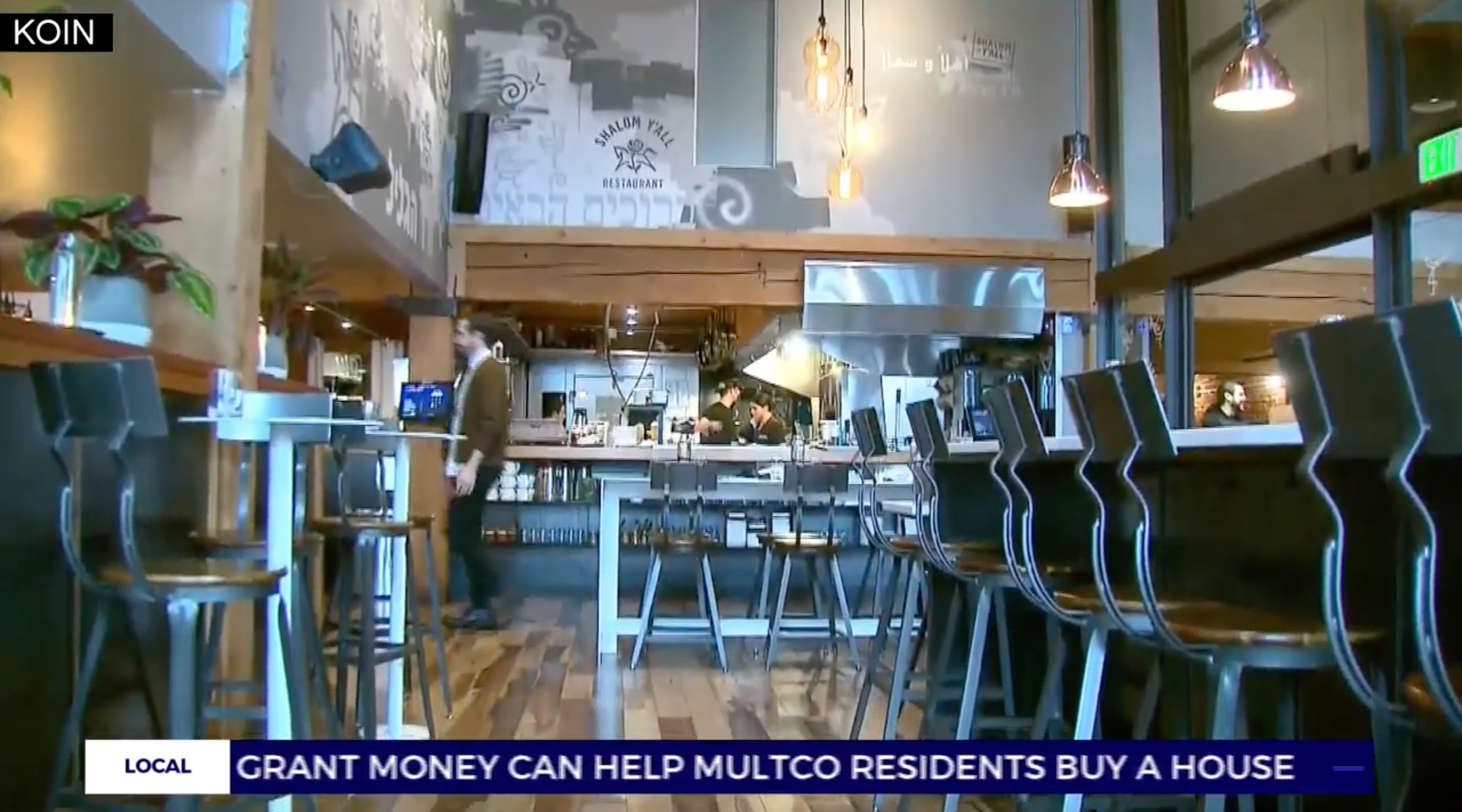 The interior of a Shalom Y'all location in Portland, shown in a 2019 newscast. (Screenshot from YouTube)