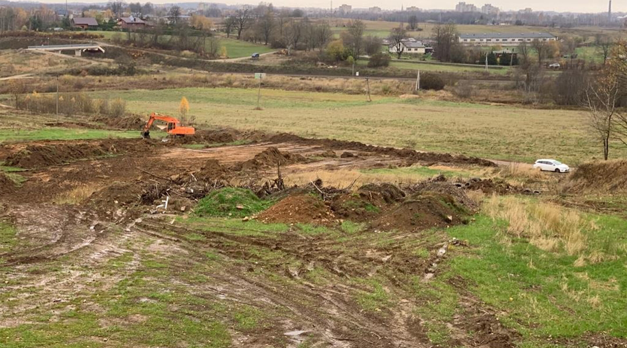 An excavator digs near a mass grave of Jews in Veliucionys, Lithuania in February 2021. (Ruta Vanagaite)