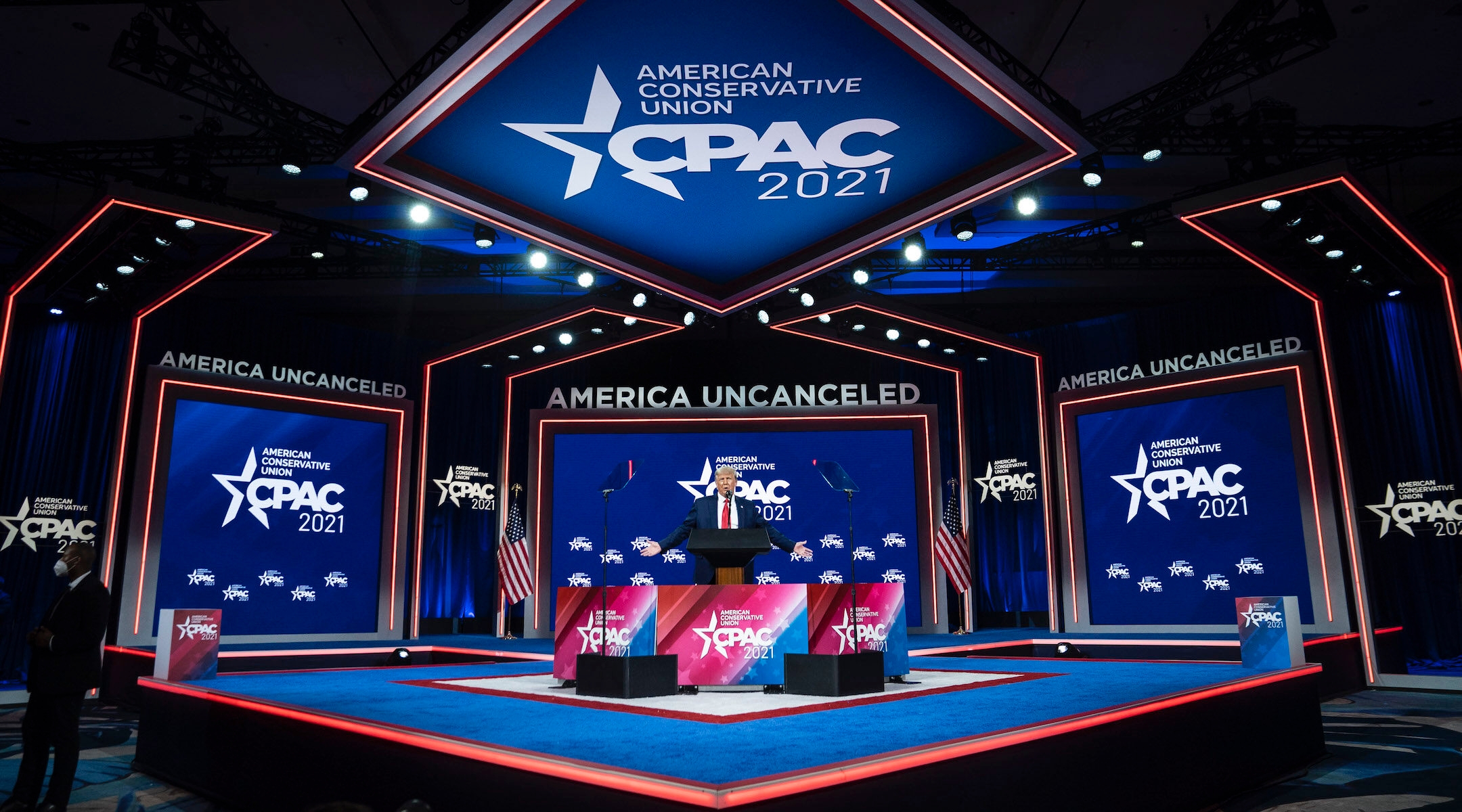 Former President Donald Trump speaks during CPAC in Orlando, Florida on Feb. 28, 2021 in Orlando, Florida. (Jabin Botsford/The Washington Post via Getty Images)