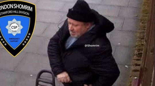 A man who is suspected of assaulting a pregnant Orthodox Jewish woman on a London street on March 18. (Shomrim)