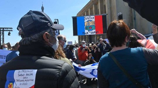 The protest against a ruling on the 2017 murder of Sarah Halimi drew thousands in Paris on April 25, 2021. (Cnaan Lihpshiz)