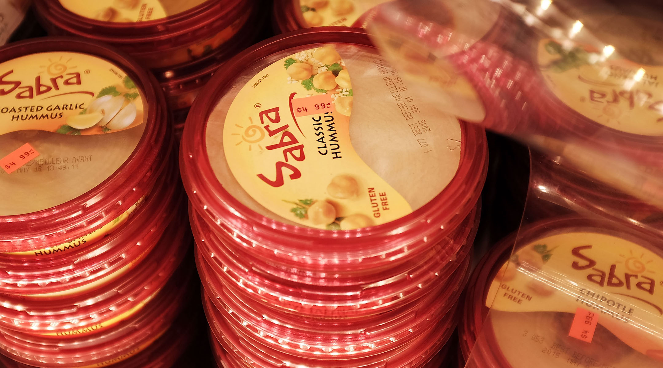 Cases of Sabra hummus