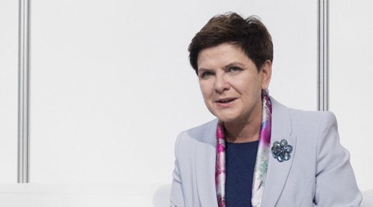 Polish former prime minister Beata Szydło speaks to reported in Warsaw, Poland on July 31, 2016. (Kancelaria Premiera)