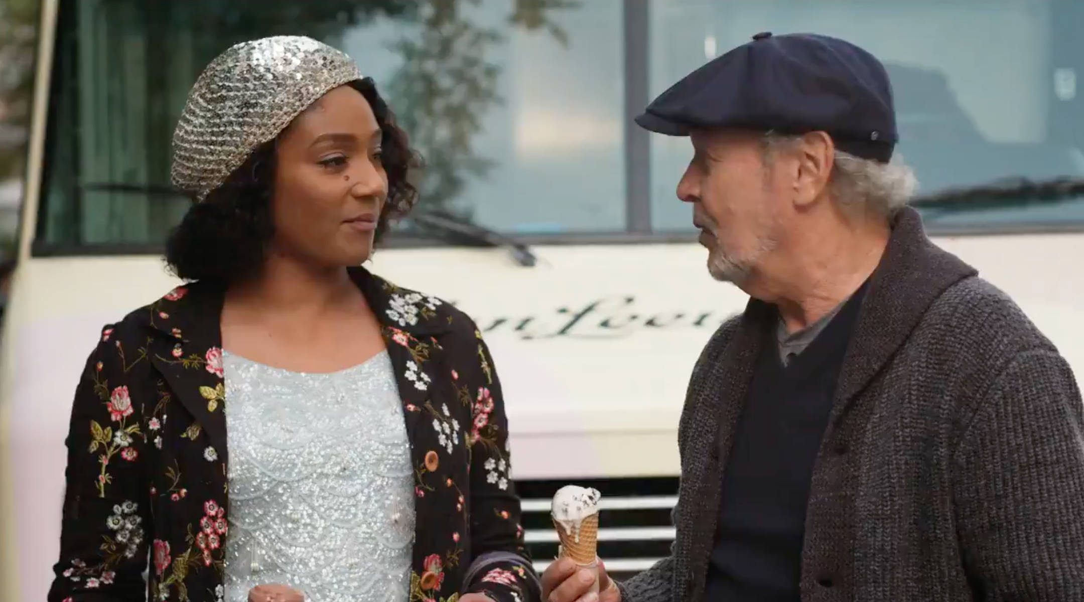 Tiffany Haddish and Billy Crystal in a screen shot from the trailer for "Here Today."