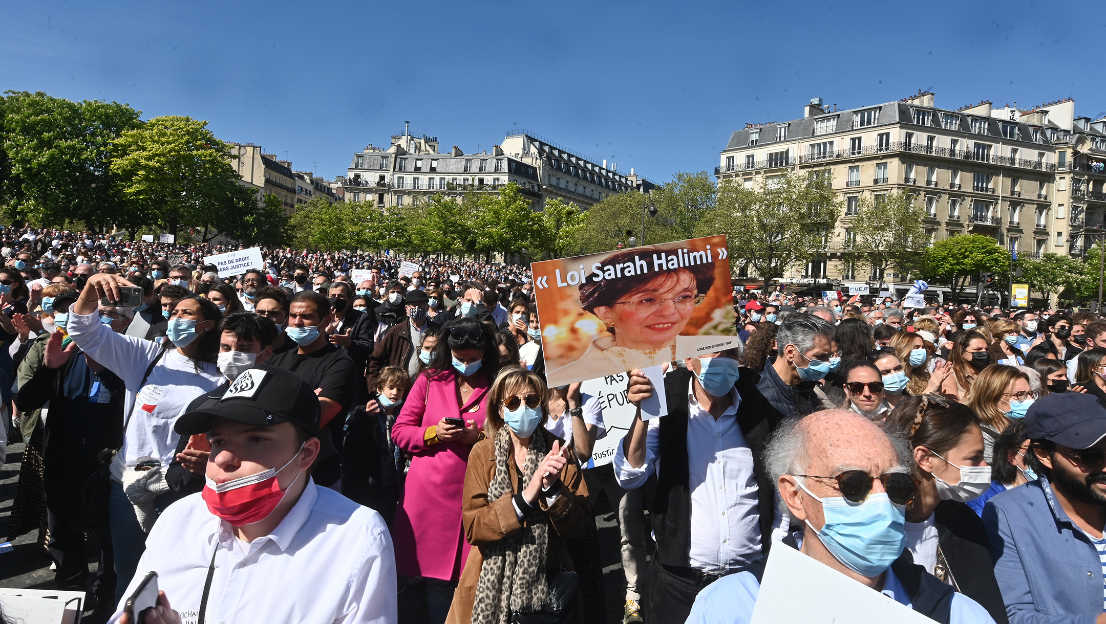 About 20,000 people showed up for the main 'Justice for Sarah Halimi' rally in Paris, France on April 25, 2021. (Cnaan Liphshiz)