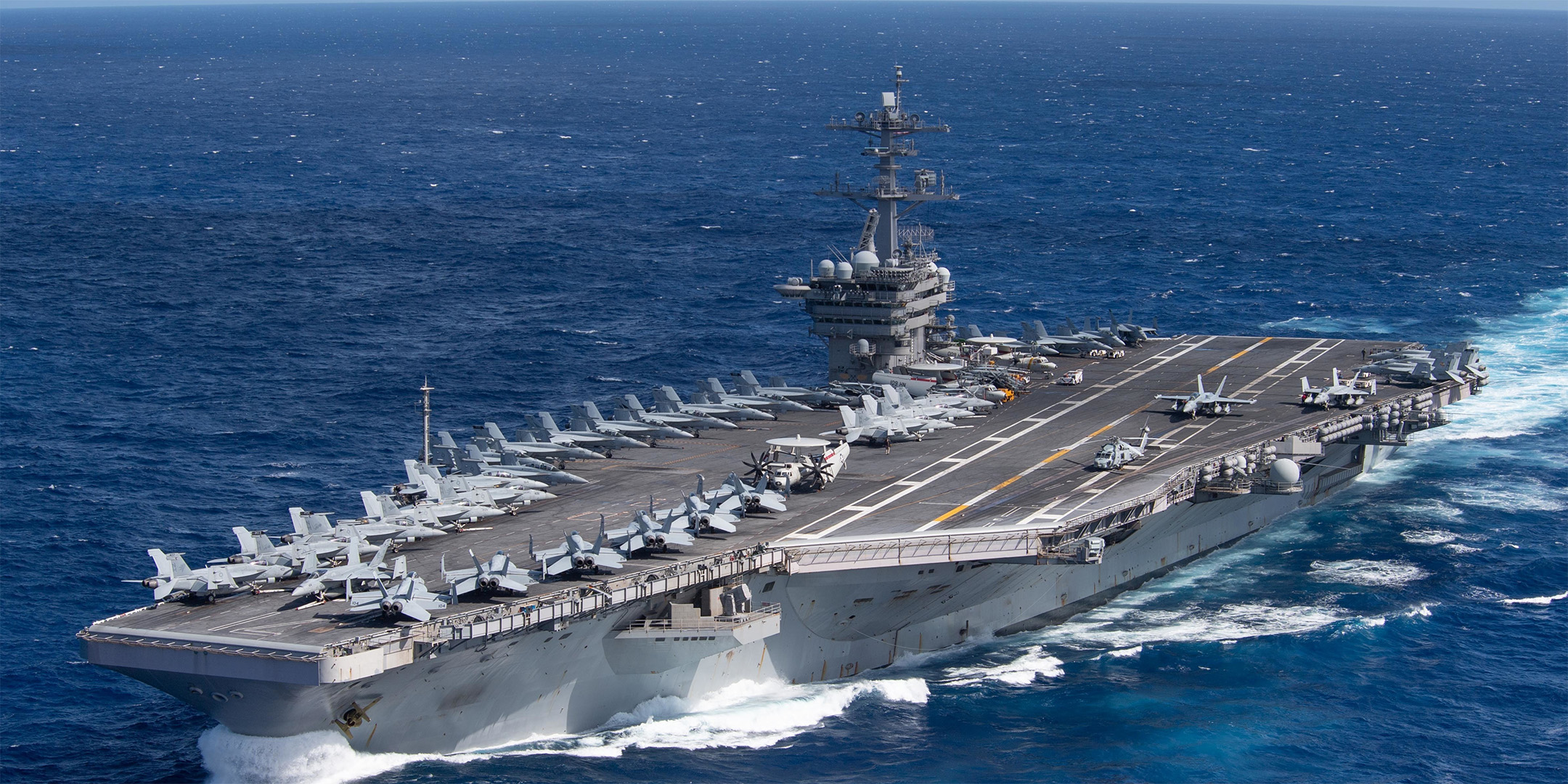 The aircraft carrier USS Theodore Roosevelt transits the Pacific Ocean Jan. 25, 2020. (U.S. Navy photo by Mass Communication Specialist Seaman Kaylianna Genier)