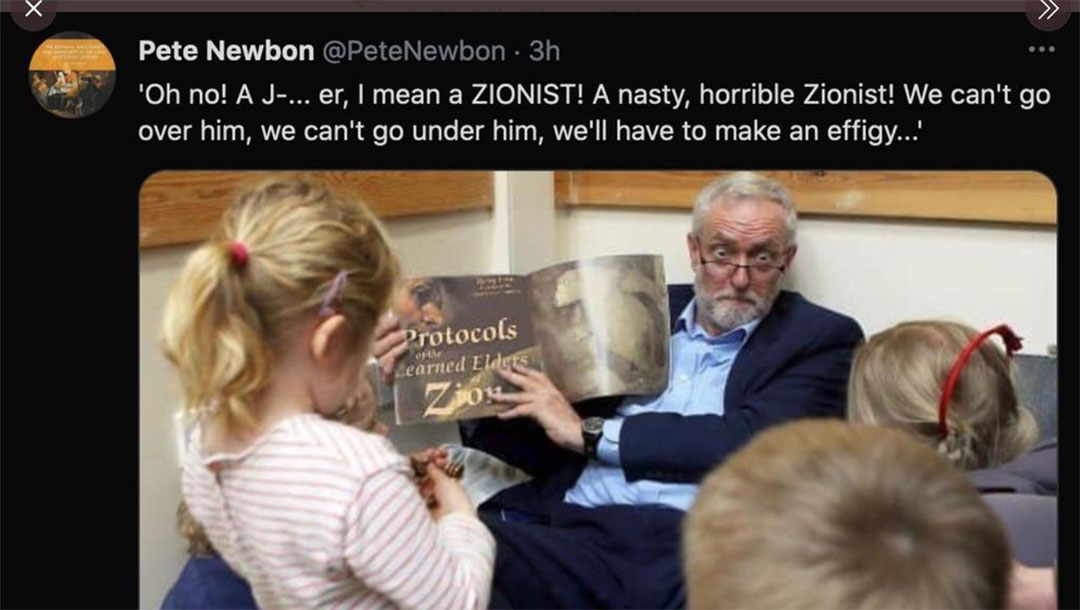 A doctored image of Jeremy Corbyn shared on Twitter by Pete Newbon. (Twitter)