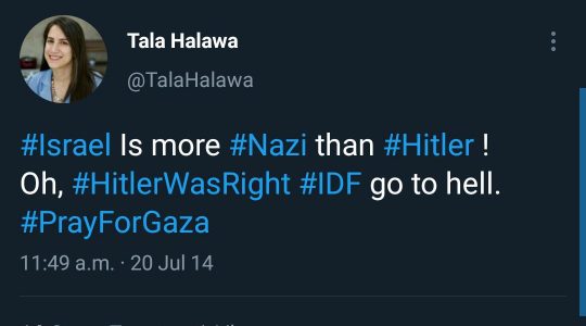 A screen capture of a tweet from 2014 by BBC journalist Tala Halawa. (Twitter)